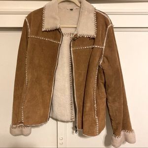 Sherpa genuine leather Vintage bomber jacket
